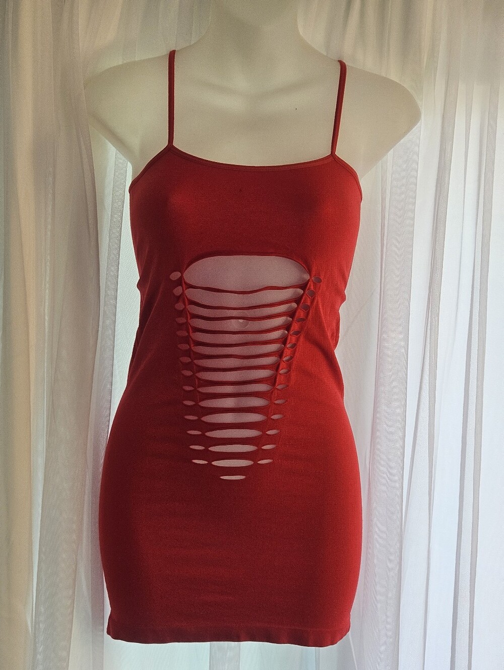Red Cutout Lingerie Dress W/ Matching Thong